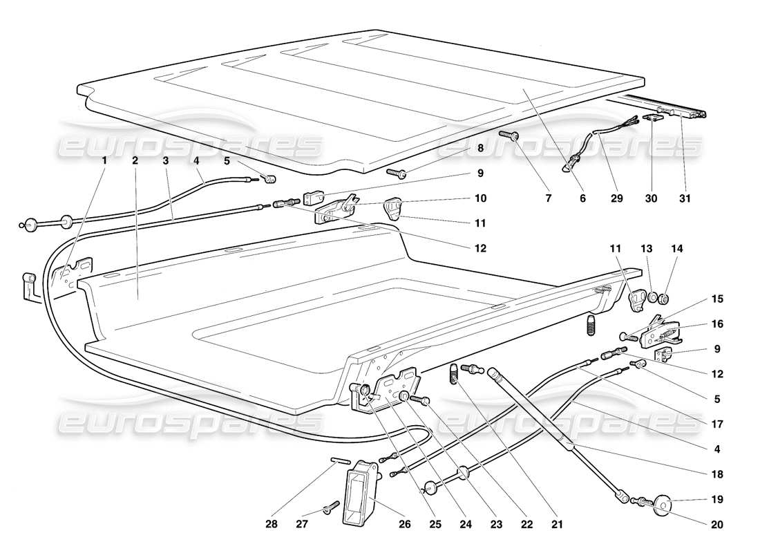 lamborghini diablo se30 (1995) teilediagramm der motorhaube