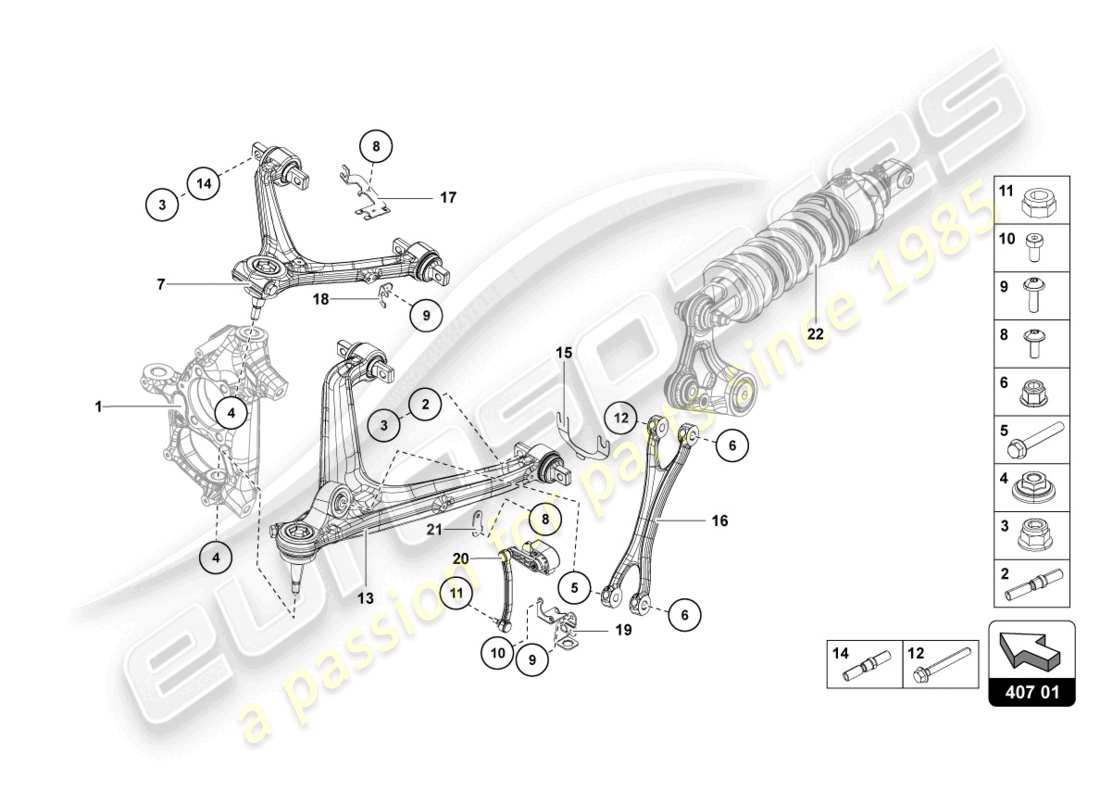 lamborghini 2017 (lp750-4 sv roadster) aufhängung vorne teilediagramm