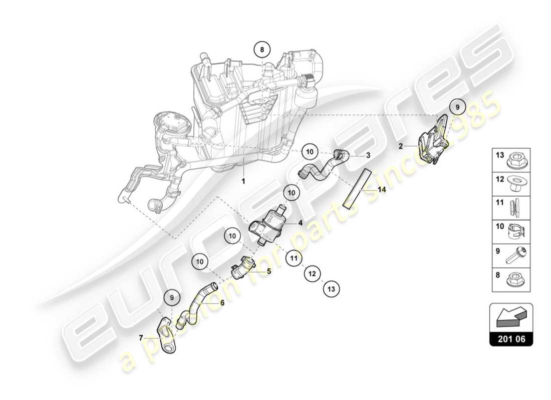 lamborghini evo spyder 2wd (2020) aktivkohlebehälter teilediagramm