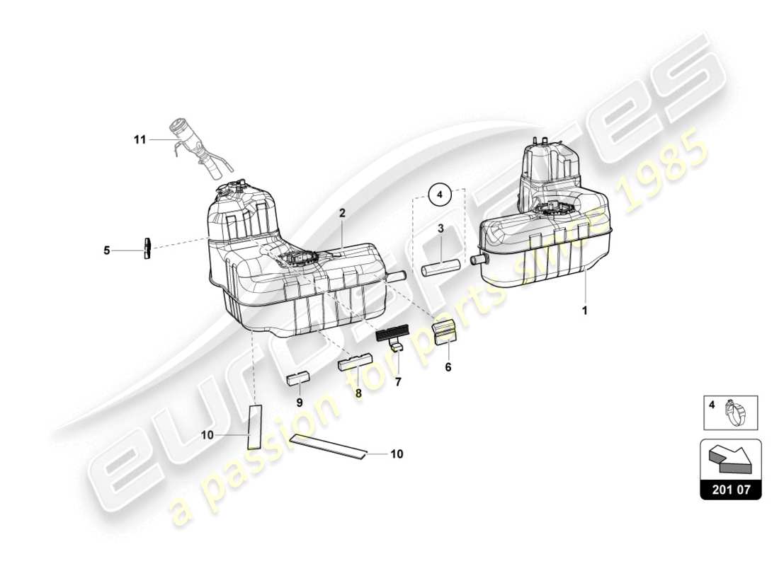 lamborghini 2020 (evo coupe) kraftstofftank teilediagramm