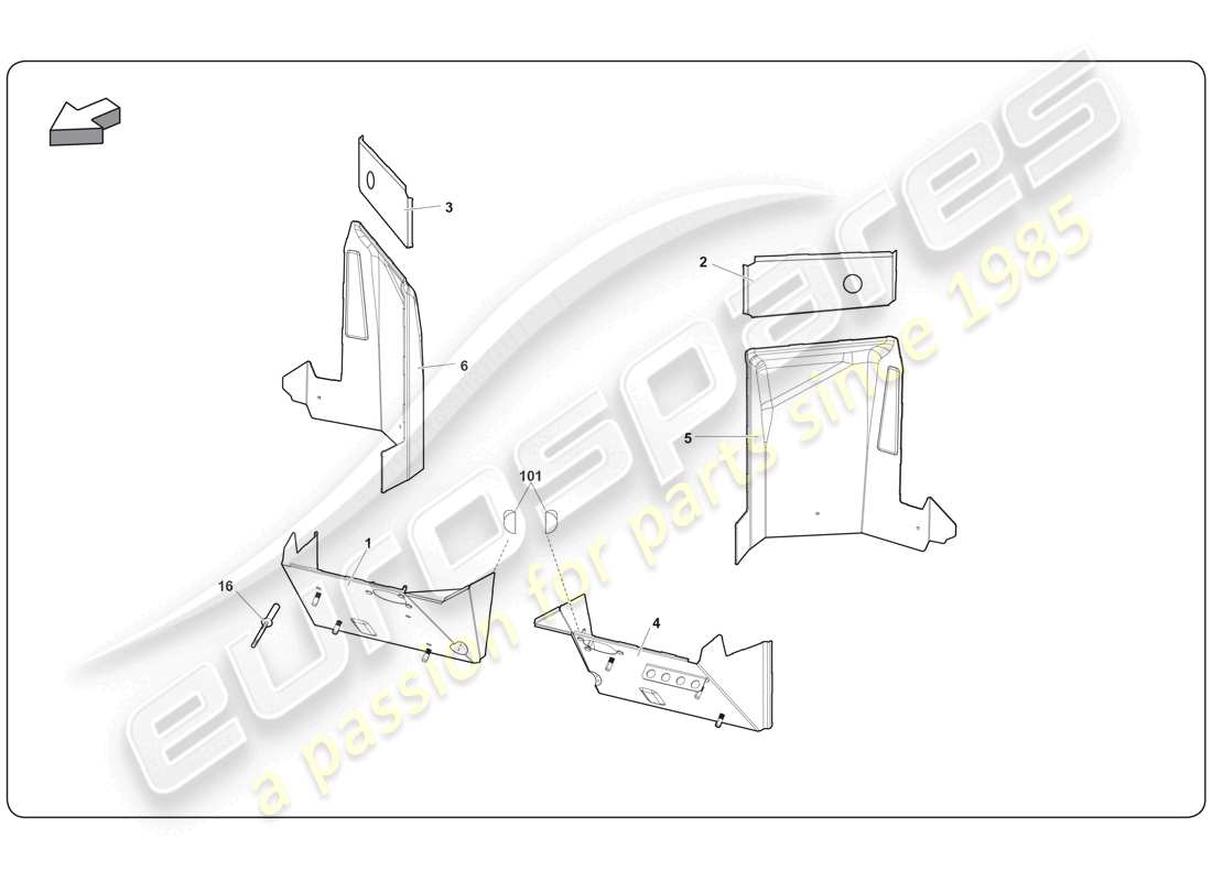 lamborghini super trofeo (2009-2014) chassis element teilediagramm