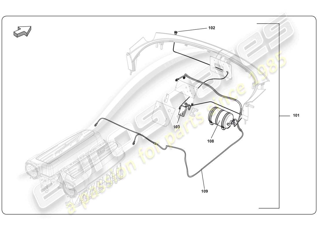 lamborghini super trofeo (2009-2014) teilediagramm für feuerlöscher