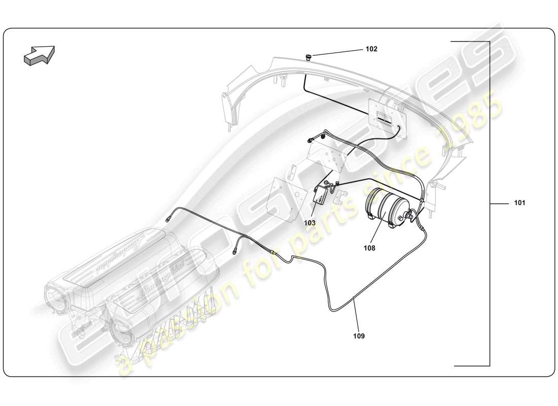 lamborghini super trofeo (2009-2014) feuerlöscher teilediagramm