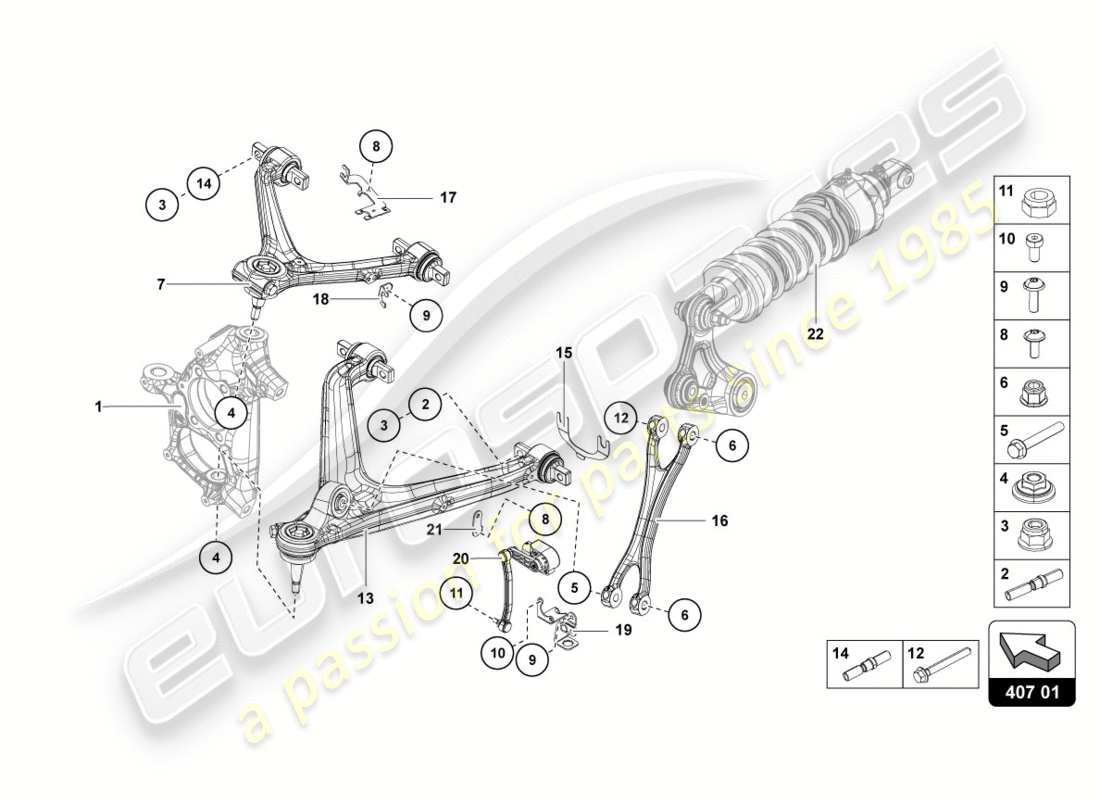 lamborghini lp700-4 coupe (2012) aufhängung vorne teilediagramm