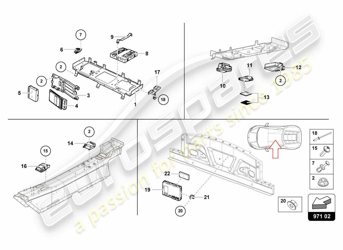 lamborghini 2019 (performante coupe) steuereinheit teilediagramm