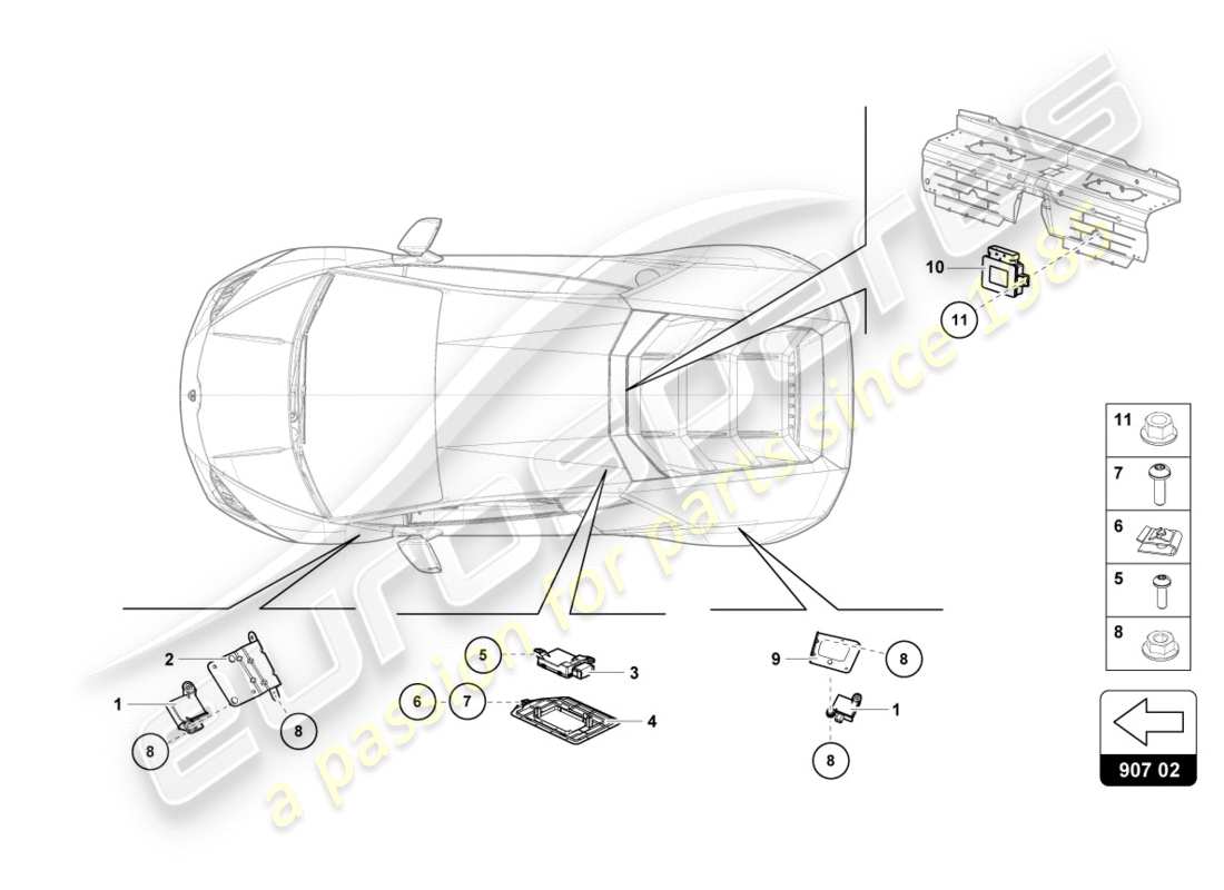 lamborghini 2020 (performante coupe) drucktaste für reifendruckwarnung ersatzteildiagramm
