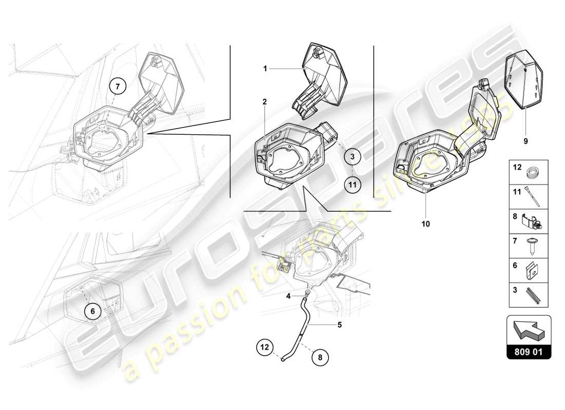 lamborghini lp750-4 sv roadster (2017) tankklappe - ersatzteildiagramm