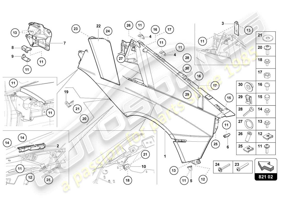 lamborghini lp700-4 roadster (2015) wing protector ersatzteildiagramm