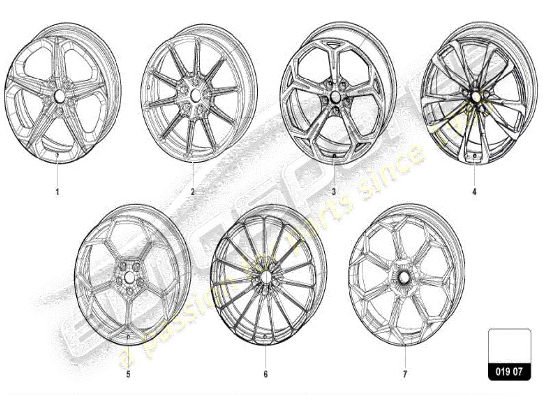 lamborghini urus (accessories) aluminiumfelge teilediagramm