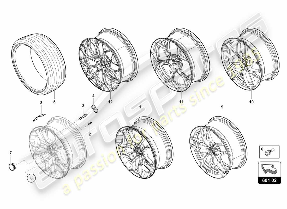 lamborghini lp610-4 avio (2017) räder/reifen hinten teilediagramm