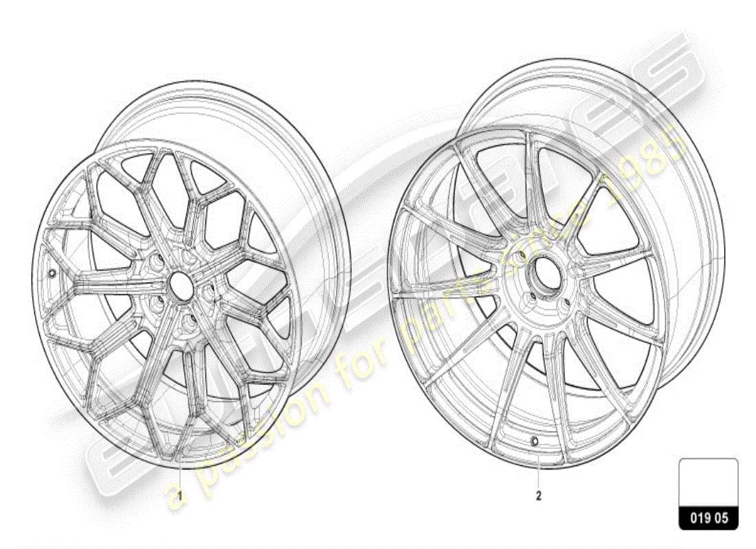 lamborghini urus (accessories) 1 satz aluminiumfelgen ersatzteildiagramm