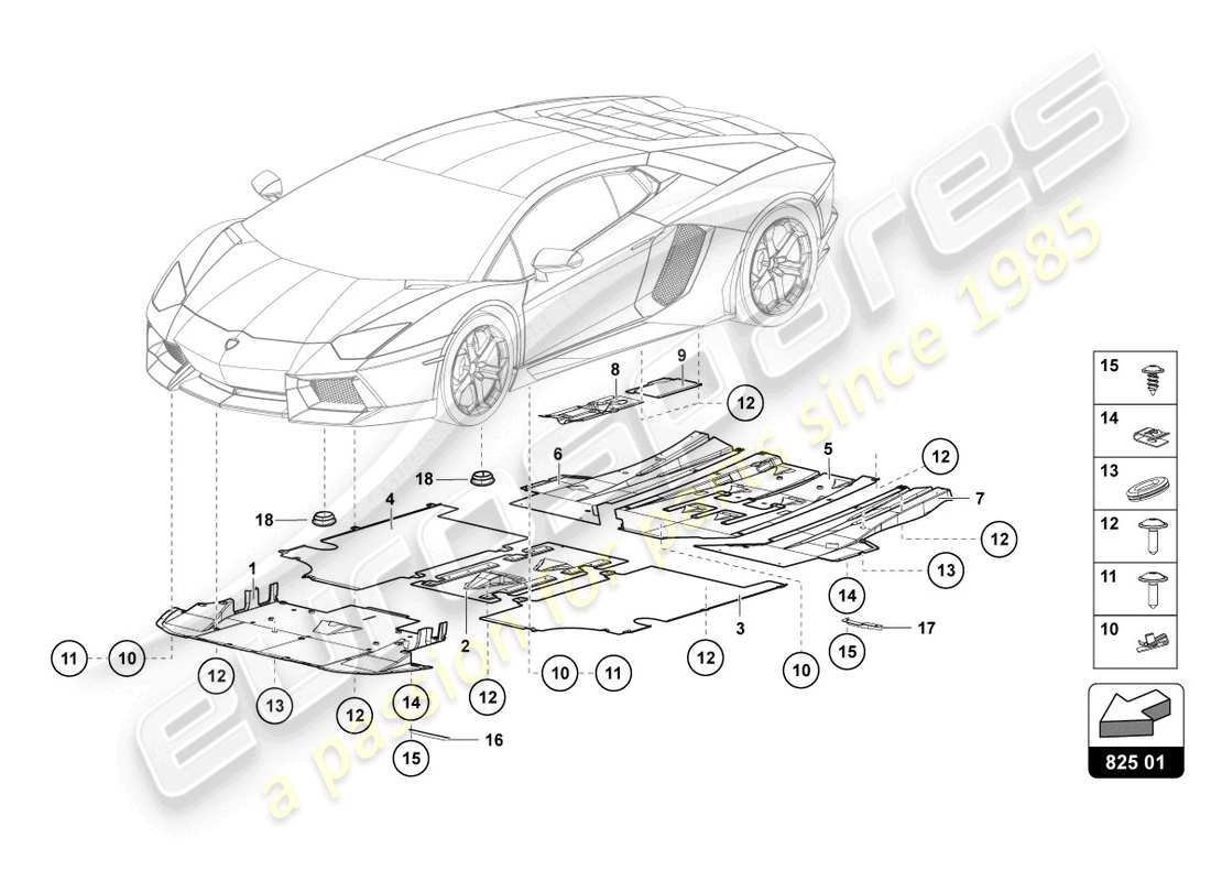 lamborghini lp700-4 coupe (2015) verzierung für rahmenunterteil ersatzteildiagramm