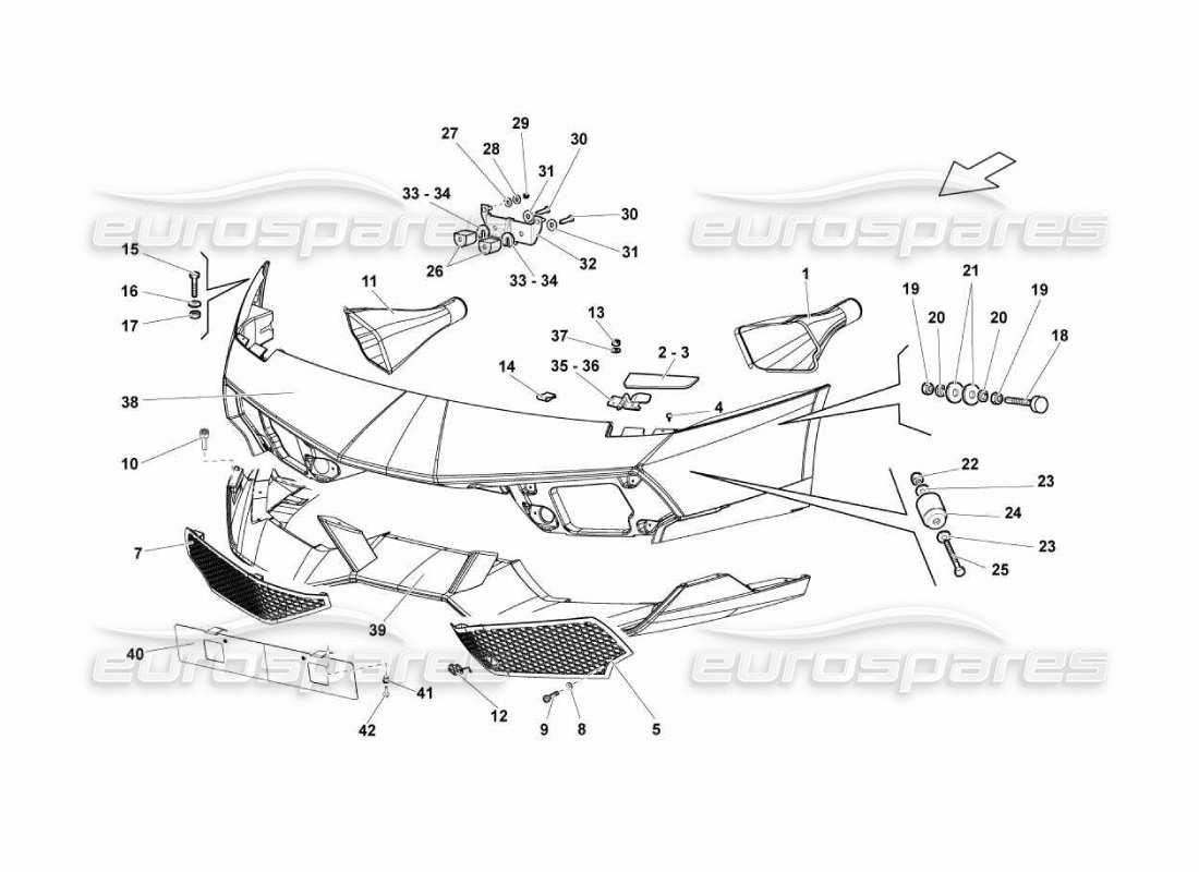 lamborghini murcielago lp670 teilediagramm für vordere stoßstangen