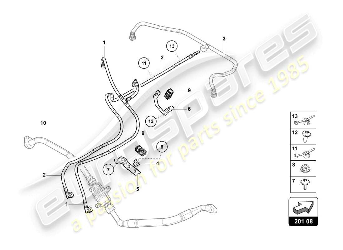 lamborghini 2014 (lp720-4 coupe 50) kraftstoffleitung teilediagramm