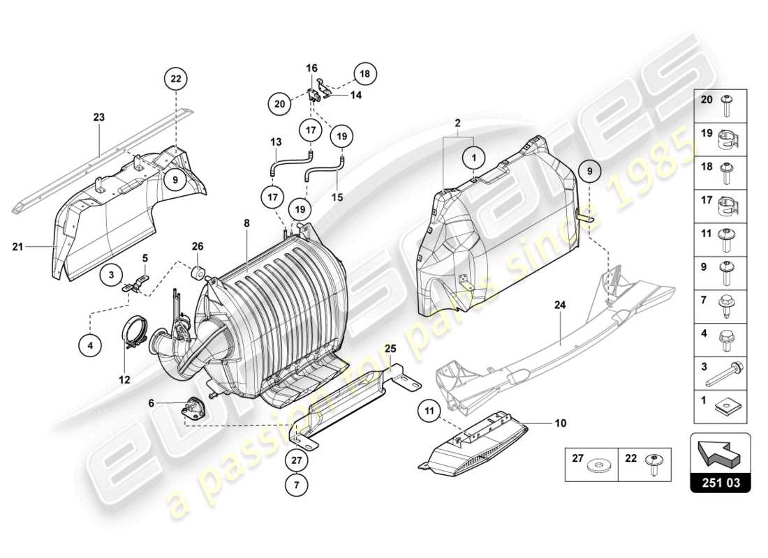 lamborghini lp700-4 coupe (2015) schalldämpfer mit katalysator ersatzteildiagramm