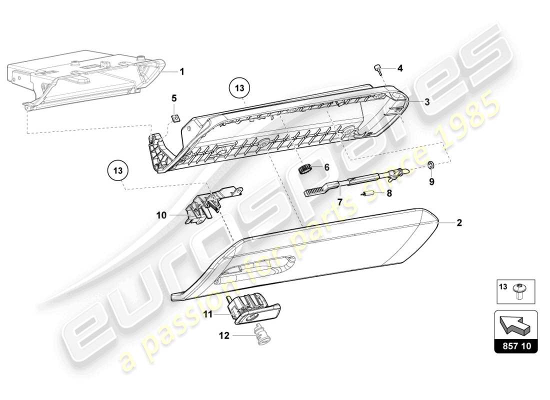 lamborghini lp700-4 roadster (2015) handschuhfach teilediagramm