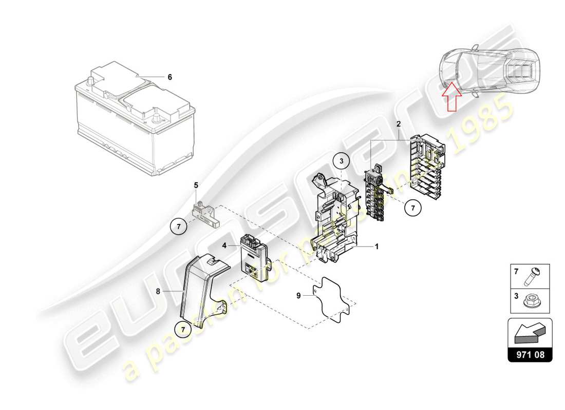 lamborghini lp610-4 coupe (2018) sicherungskasten - teilediagramm