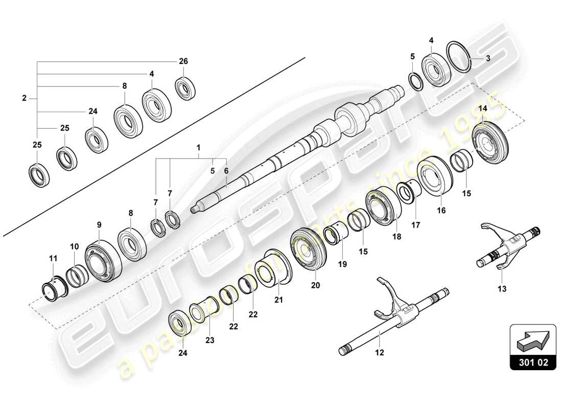 lamborghini lp720-4 coupe 50 (2014) reduktionsgetriebewelle ersatzteildiagramm