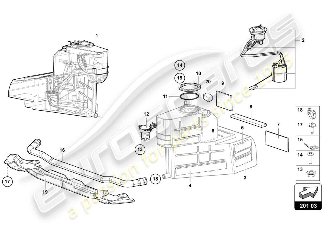 lamborghini lp720-4 coupe 50 (2014) treibstofftank teilediagramm