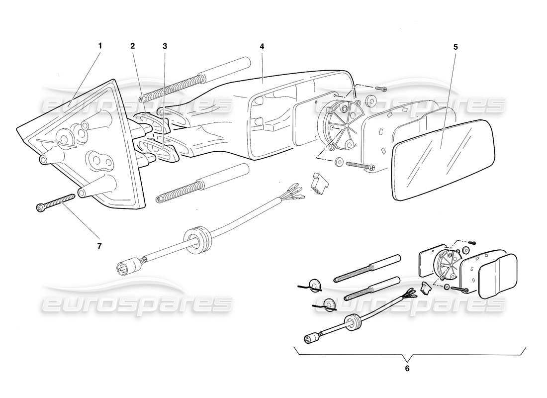 lamborghini diablo se30 (1995) aussenrückspiegel ersatzteildiagramm