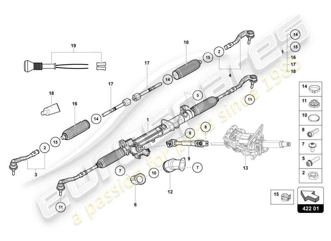 lamborghini 2013 (lp700-4 roadster) lenkstange - ersatzteildiagramm
