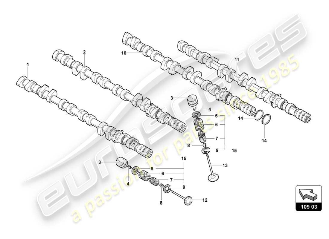 lamborghini 2012 (lp700-4 coupe)) nockenwelle, ventile ersatzteildiagramm
