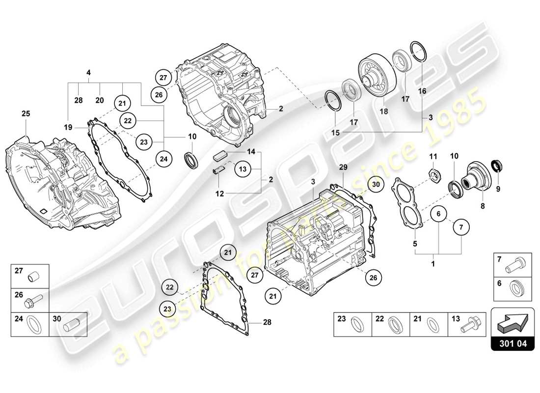 lamborghini 2014 (lp720-4 coupe 50) äussere komponenten für getriebe ersatzteildiagramm