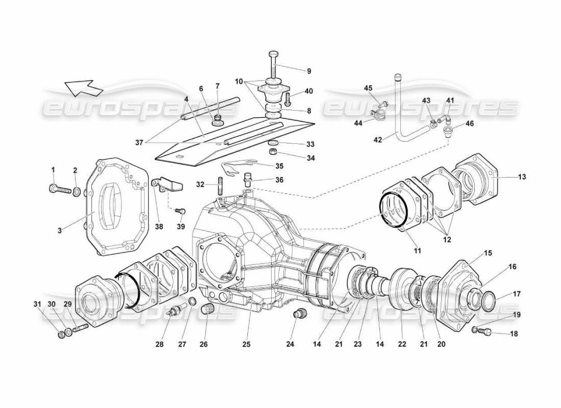 lamborghini murcielago lp670 teilediagramm des vorderen differentialgehäuses