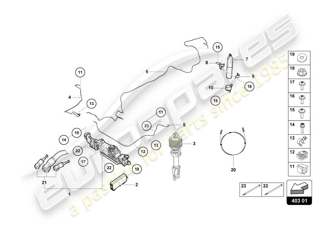 lamborghini performante spyder (2019) hebevorrichtung ersatzteildiagramm