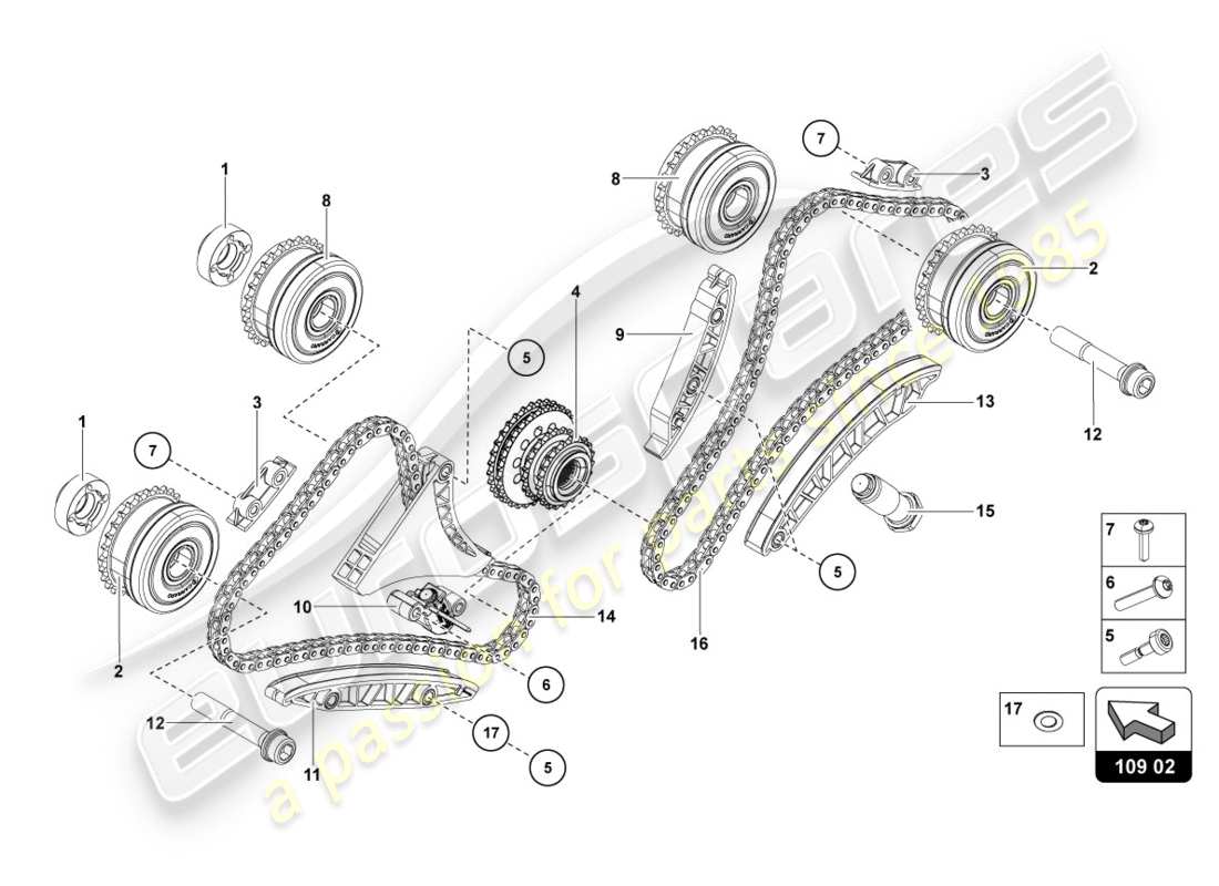 lamborghini centenario coupe (2017) steuerkette ersatzteildiagramm