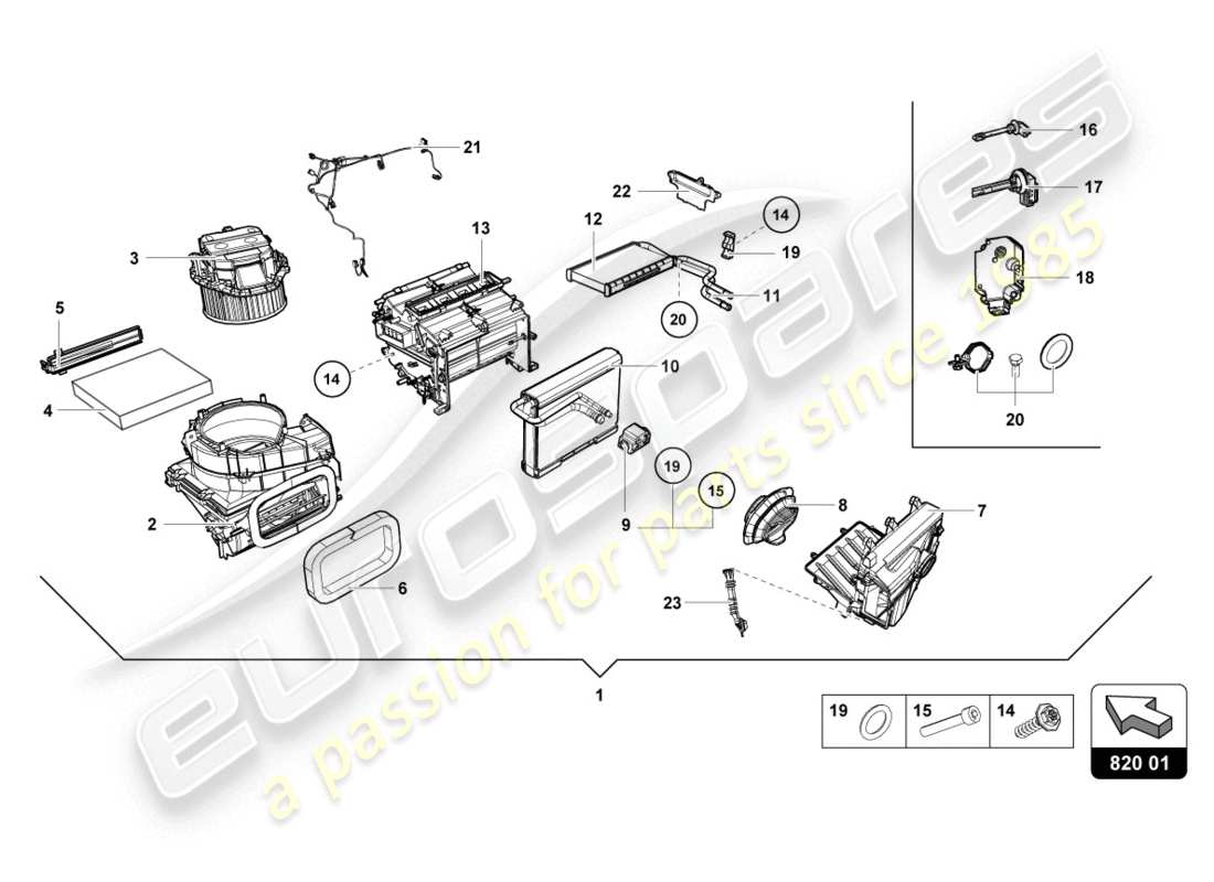 lamborghini 2020 (evo coupe 2wd) luftansaugbehälter für elektronik ersatzteildiagramm
