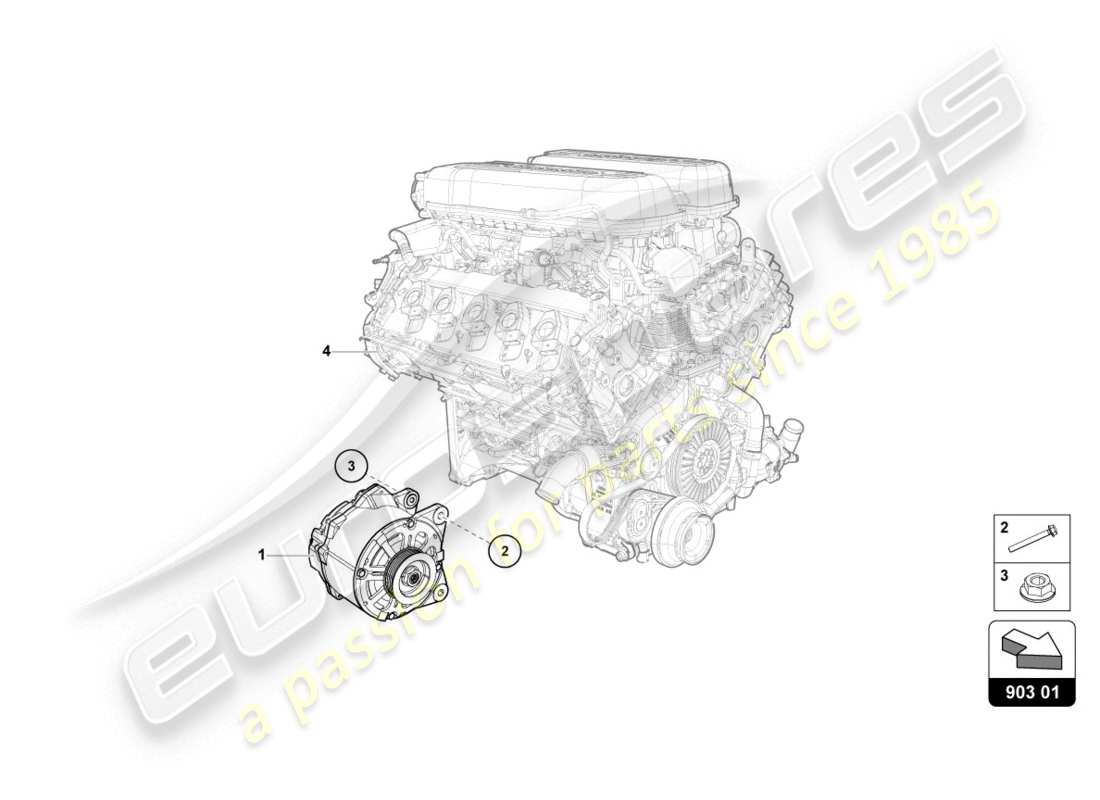 lamborghini evo coupe 2wd (2020) lichtmaschine - teilediagramm