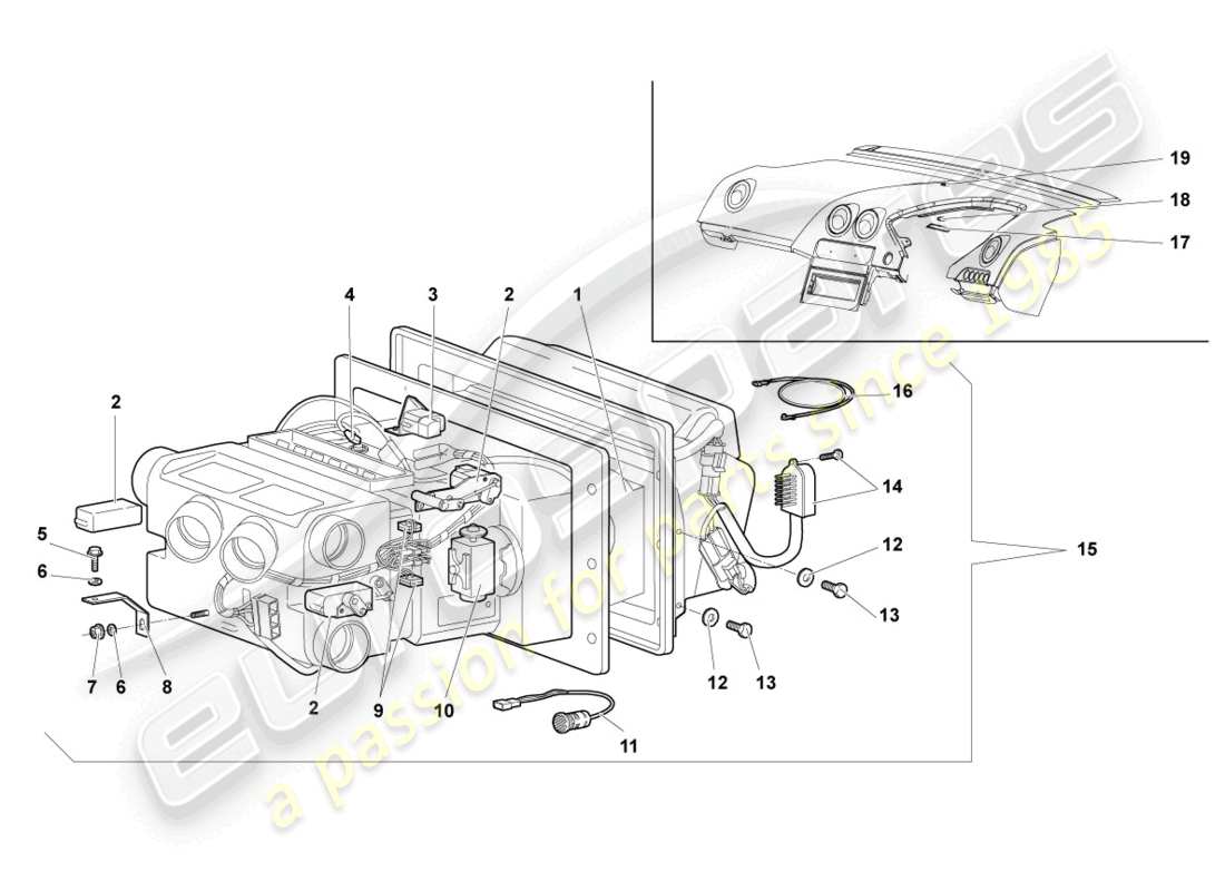 lamborghini murcielago coupe (2006) klimaanlage rhd ersatzteildiagramm