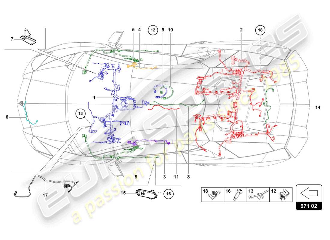 lamborghini lp770-4 svj roadster (2020) kabelbäume ersatzteildiagramm