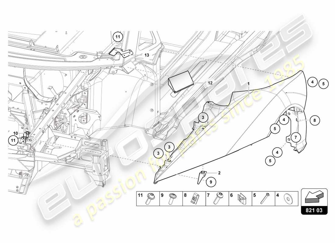 lamborghini centenario coupe (2017) wing protector front ersatzteildiagramm