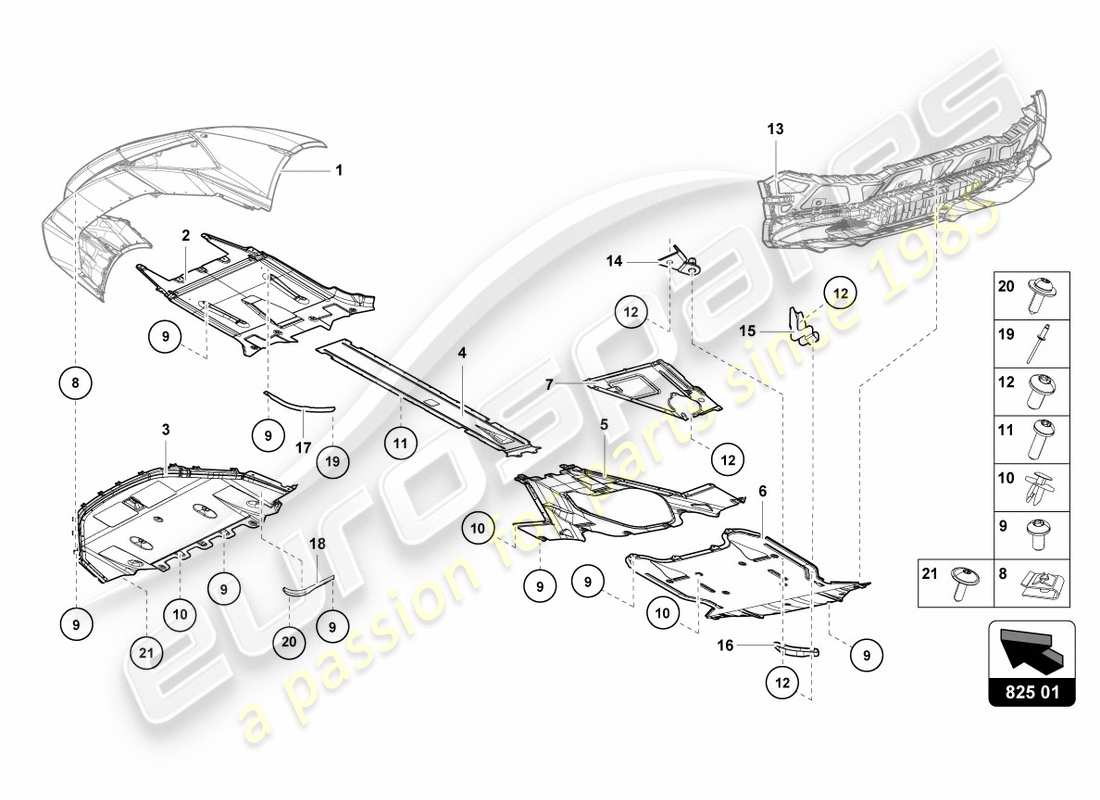 lamborghini lp580-2 coupe (2019) verzierung für rahmenunterteil ersatzteildiagramm