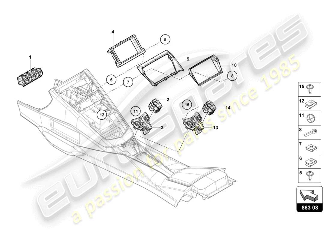 lamborghini lp740-4 s roadster (2020) schaltereinheit ersatzteildiagramm