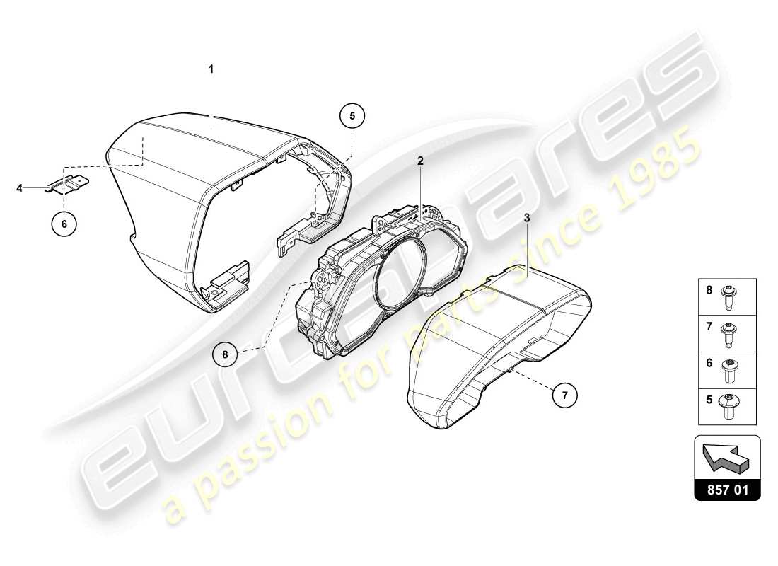 lamborghini 2014 (lp720-4 coupe 50) combi-instrument ersatzteildiagramm