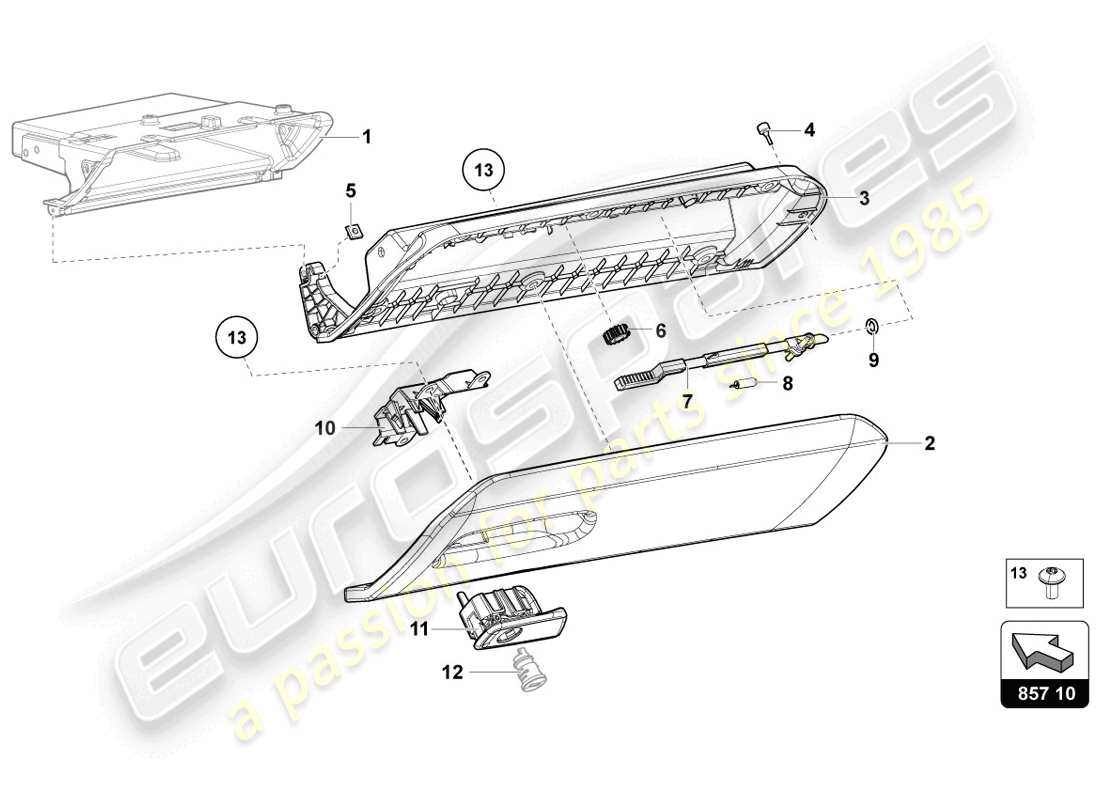 lamborghini lp720-4 coupe 50 (2014) handschuhfach ersatzteildiagramm