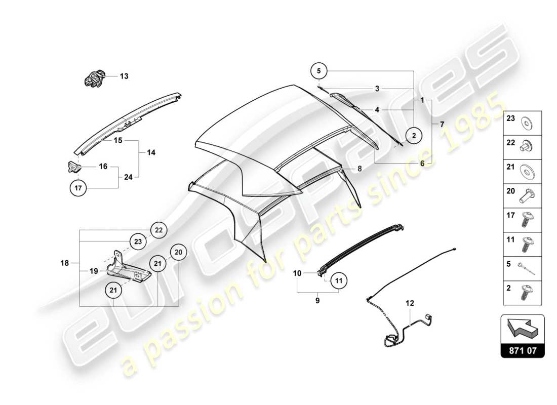 lamborghini lp580-2 spyder (2019) abdeckung teilediagramm