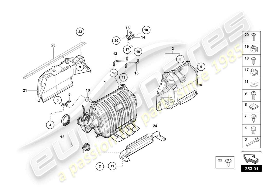 lamborghini 2017 (lp750-4 sv coupe) schalldämpfer mit katalysator ersatzteildiagramm