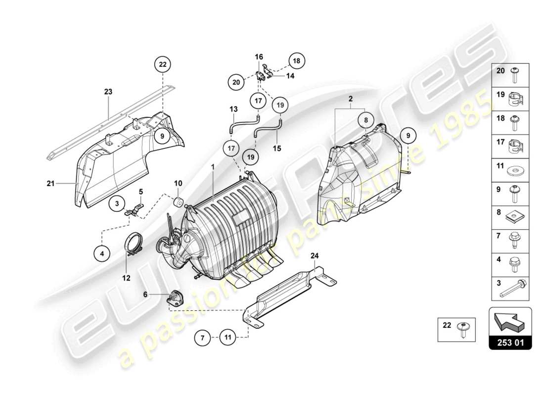 lamborghini lp750-4 sv coupe (2017) schalldämpfer mit katalysator ersatzteildiagramm