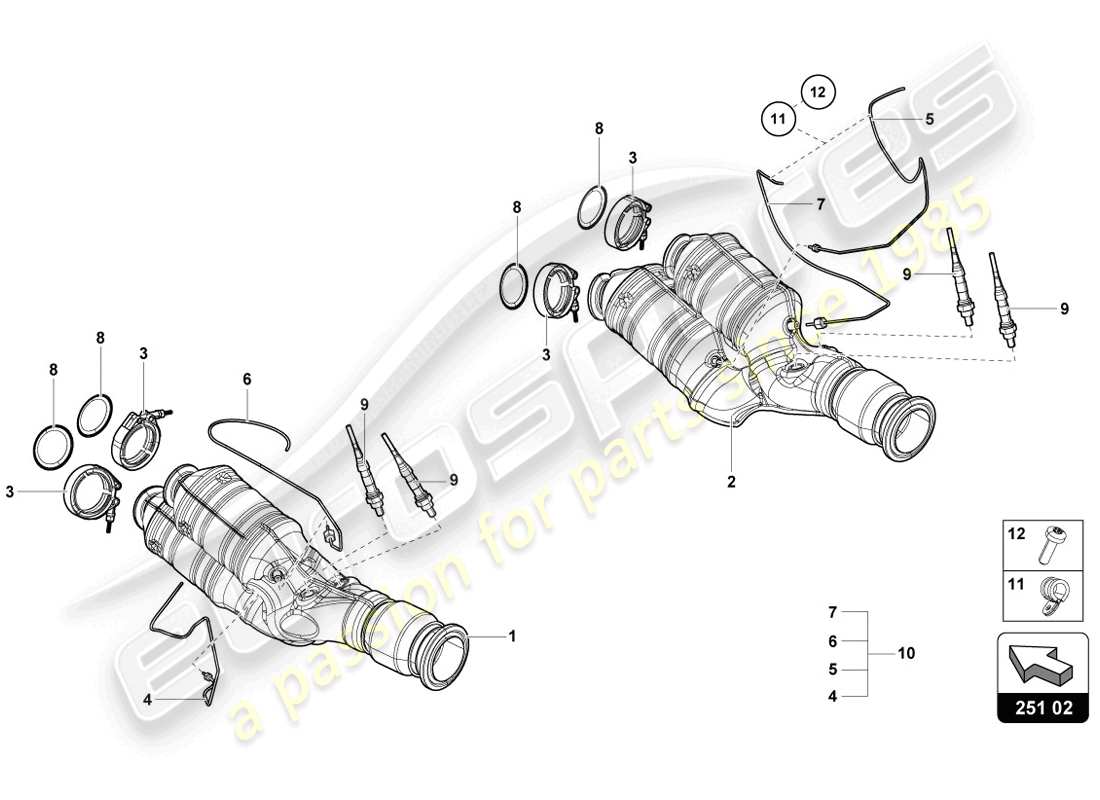 lamborghini lp720-4 coupe 50 (2014) katalysator teilediagramm