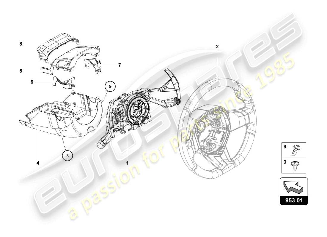 lamborghini lp720-4 coupe 50 (2014) zahnstangenlenkung - ersatzteildiagramm