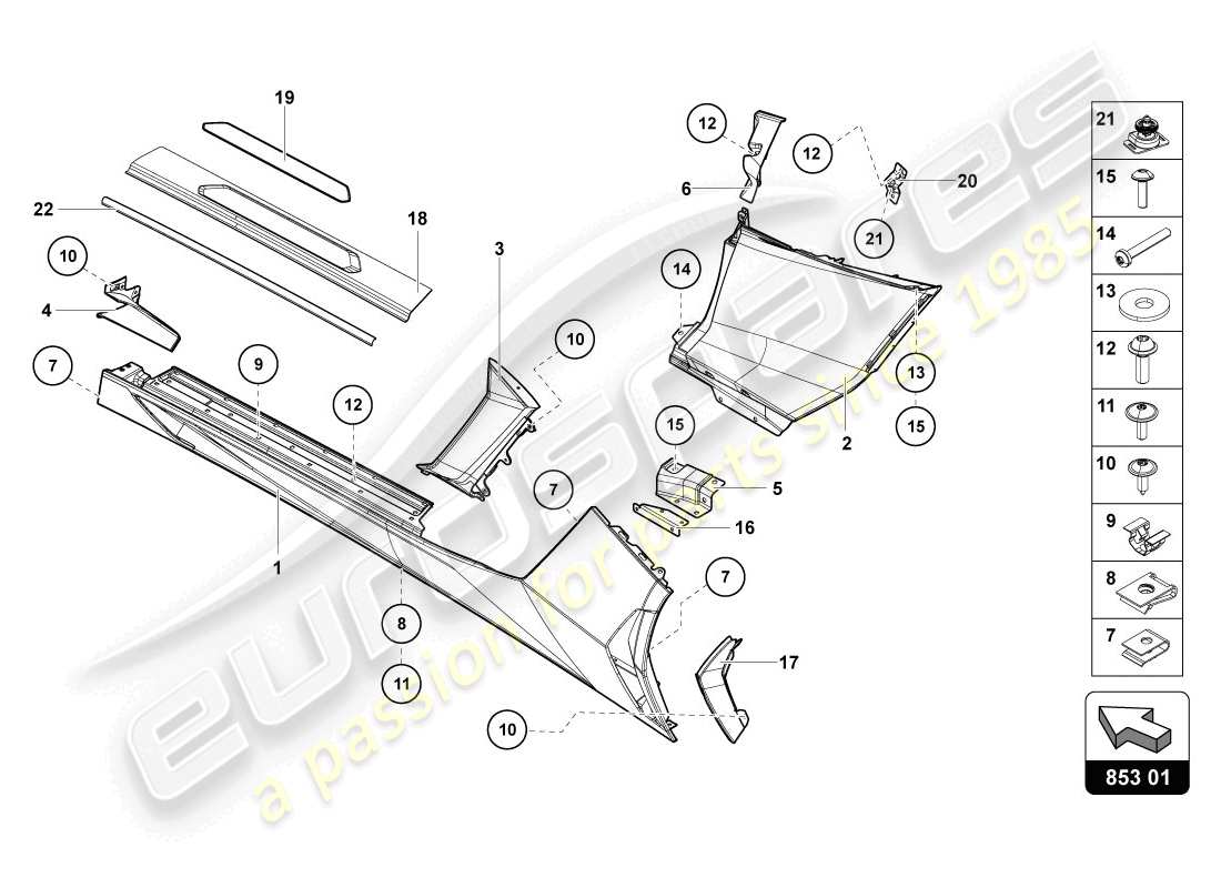 lamborghini lp720-4 coupe 50 (2014) unteres äußeres seitenteil für radkasten ersatzteildiagramm