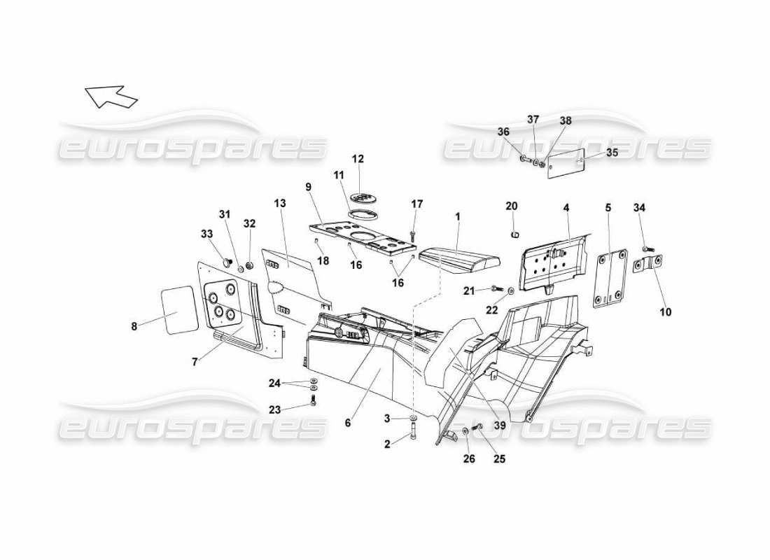 lamborghini murcielago lp670 tunnel-ersatzteildiagramm
