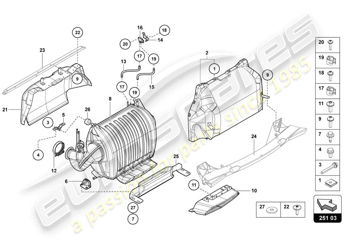 lamborghini 2014 (lp720-4 coupe 50) schalldämpfer mit katalysator ersatzteildiagramm
