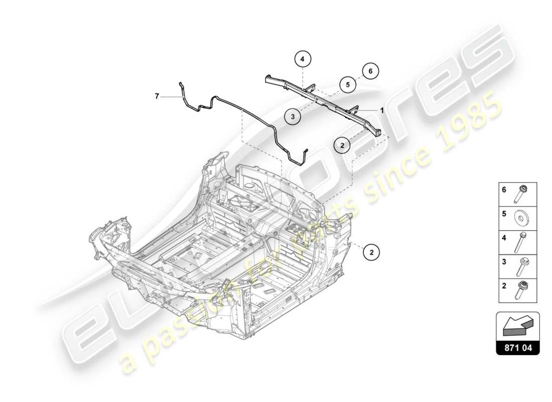 lamborghini lp610-4 spyder (2019) quertraeger hinten ersatzteildiagramm