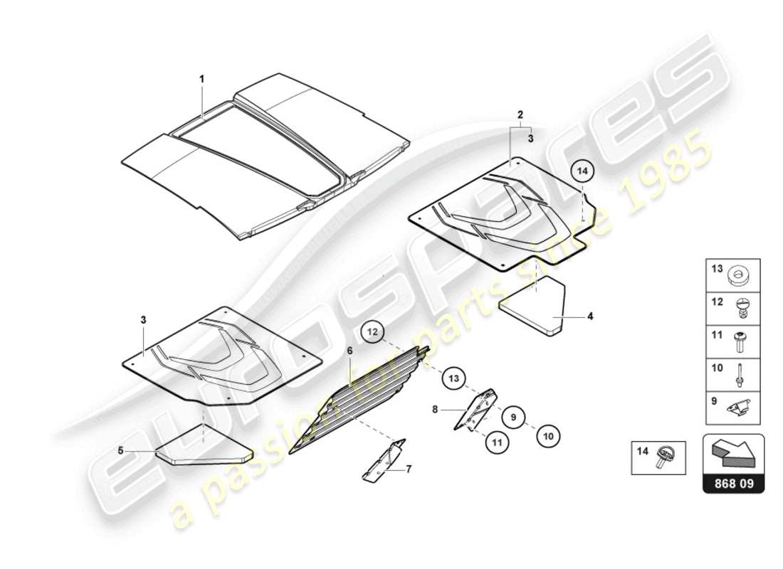 lamborghini sian (2020) innendekor teilediagramm