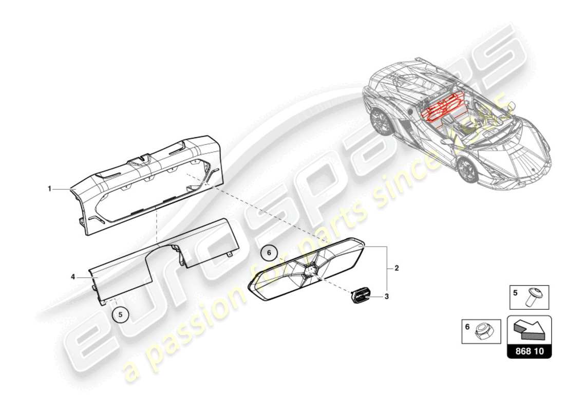 lamborghini sian (2021) heckverkleidung teilediagramm